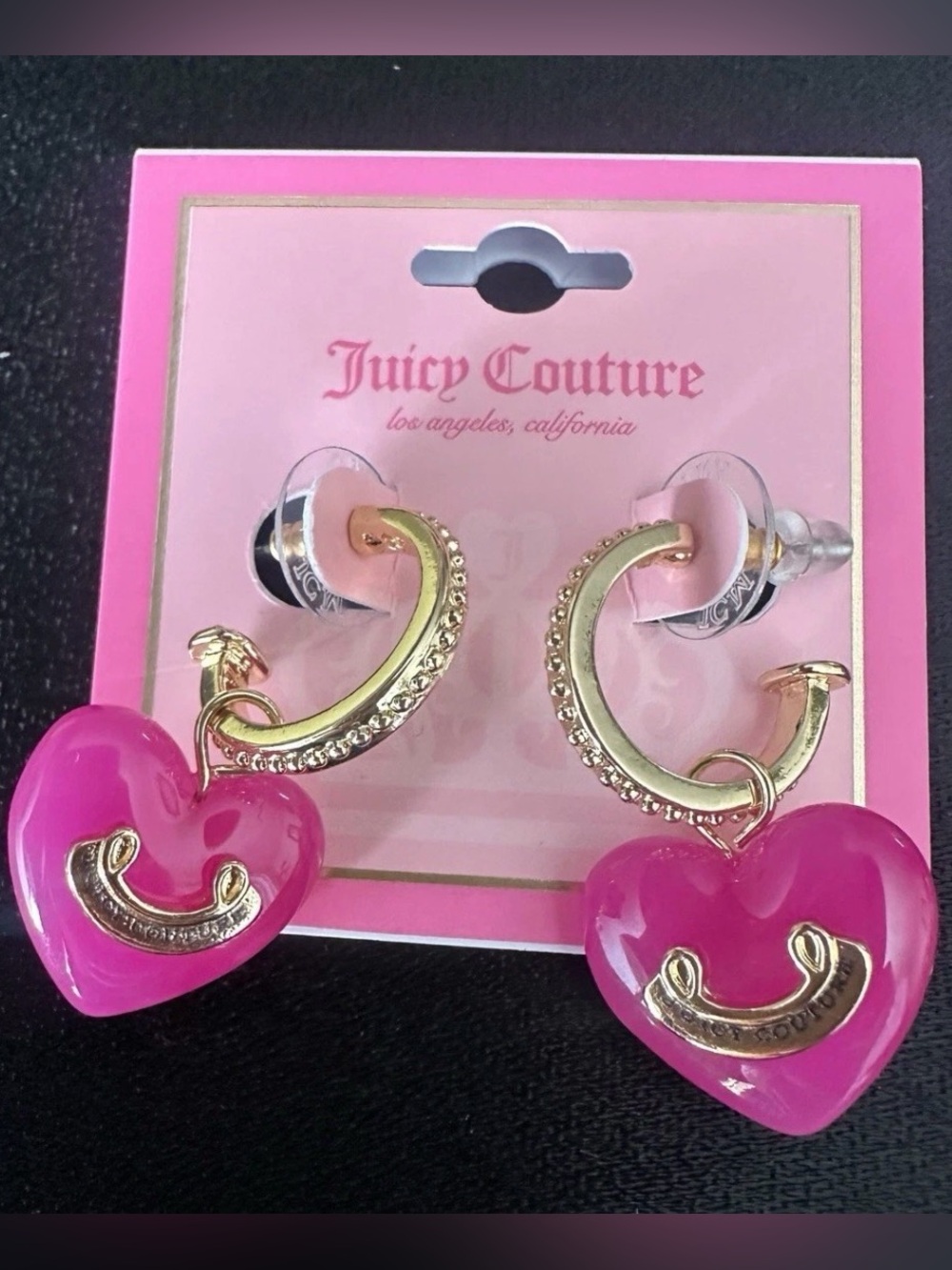 Juicy Pink charm heart hoop earrings